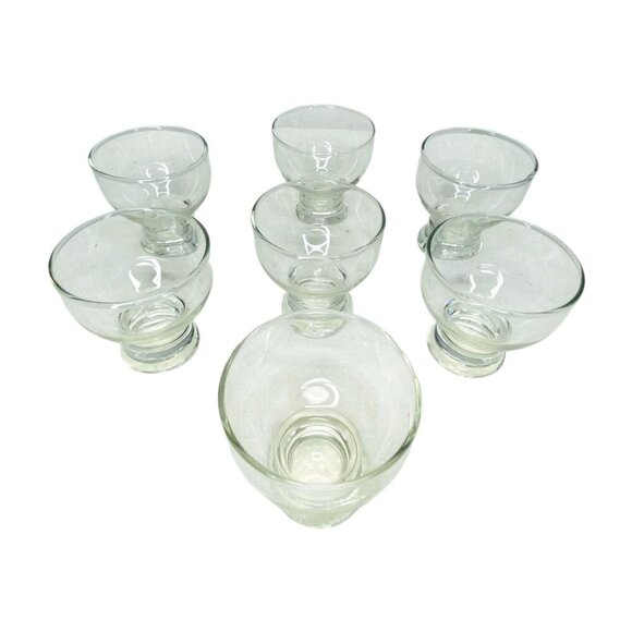 Clear Glass Dessert Cups 7PC Footed Sherbet Ice Cream Appetizer Serving Bowls - Picture 3 of 8